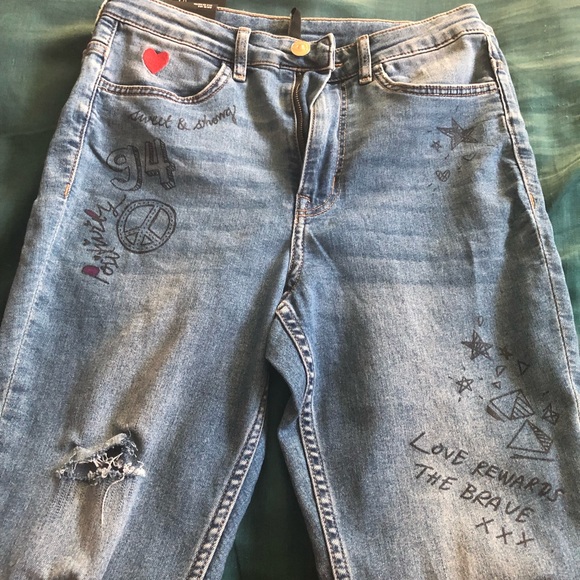 jeans with writing